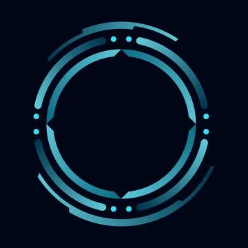 Hud round frame or border, sci fi circular neon element for digital ui game Stock Illustration