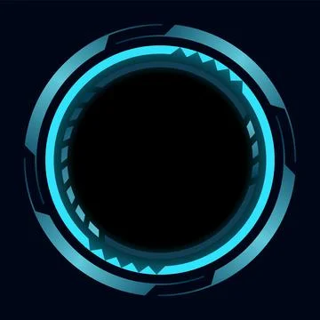 Hud round frame or border, sci fi circular neon element for digital ui game 库存插图