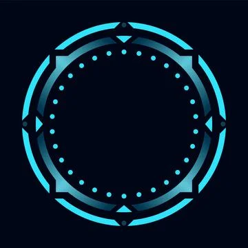 Hud round frame or border, sci fi circular neon element for digital ui game 库存插图
