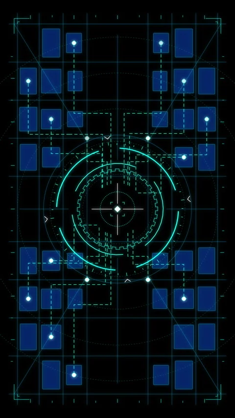 Hud sci-fi interface cyber grid motion graphic loop Stock Footage 346549262