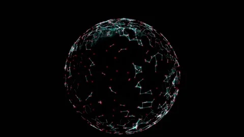 HUD Sci Fi Sphere Particle Connection Stock Footage 160610154