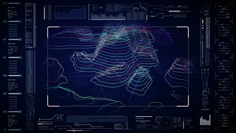 HUD SCI FI technological futuristic UI. Vidéo 136535726