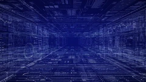 HUD Sci Fi Tunnel in cyberspace. Stock Footage