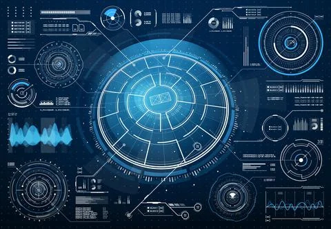 HUD Sci Fi vector interface with circular targets Stock Illustration