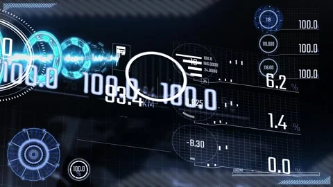 Hud scifi animation. User interface motion graphic data analyse with icons l 스톡 동영상 246681432