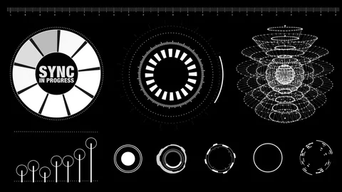 HUD Screen Circle Sync Data Stock Footage 89009030