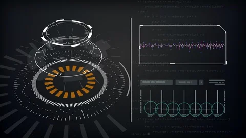 HUD Screen Circles and Waveform Stock Footage 89008849