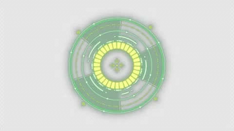 HUD Screen with a Sci-Fi Movie-Style Reticle Rotating in a Loop Stock Footage 342488481