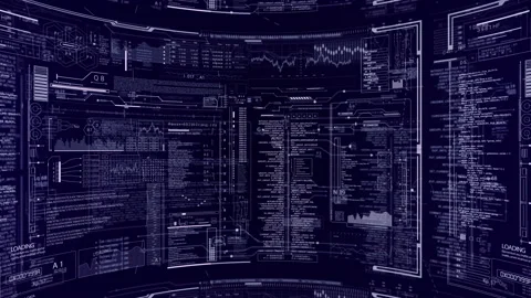 HUD seamless loop in curved screen. Stock Footage 98756668