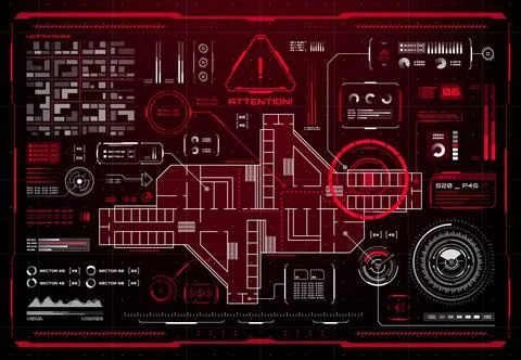 HUD security smart display interface, alert screen Stock Illustration
