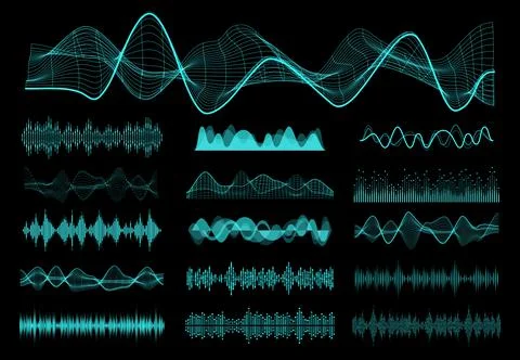 HUD sound frequency, audio equalizer vector waves Illustrazione stock