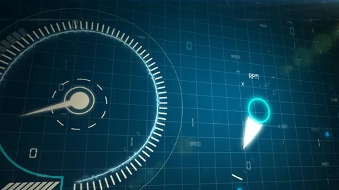 HUD Speedometer and tachometer in operation. Stock Footage 111021213