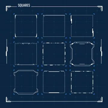 HUD square blank text blocks Stock Illustration