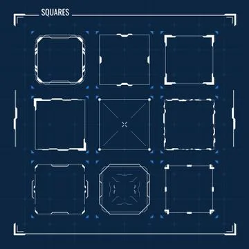 HUD square blank text blocks Stock Illustration