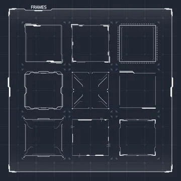 HUD square blank text blocks Stock Illustration