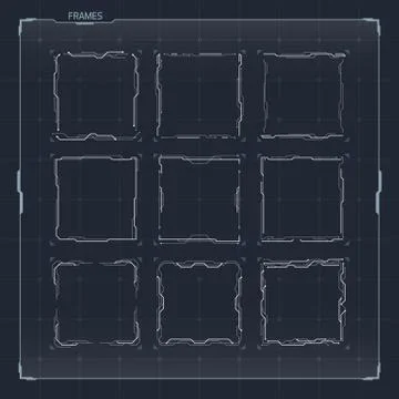 HUD square blank text blocks Stock Illustration