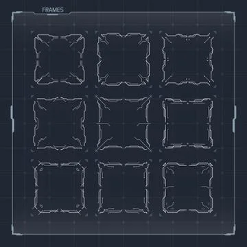 HUD square blank text blocks Stock Illustration