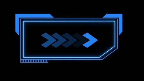 HUD square digital futuristic frame with right side arrow animation, Glowin.. Stock Footage 337363323