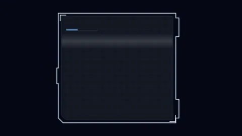 HUD Square. Futuristic blue square HUD digital interface frame with grid Stock Footage 340542673