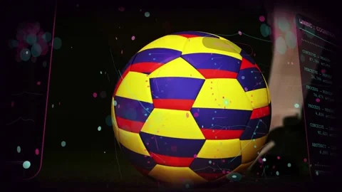 On HUD start patterned tech orb rotating, drifting right recentering, revealing Stock Footage 333059443