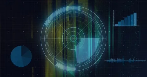 HUD starting scanner appearing wedge rotating expanding outer arc pulsing bars Stock Footage 330169748