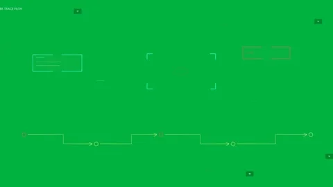 HUD starting when label appearing, tracing yellow node path, highlighting red Stock Footage 335780850