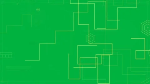 HUD starting yellow dots, drawing hex grid and disc, growing arc, popping dots, Stock Footage 333972275