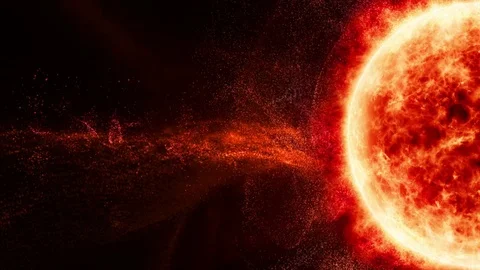 HUD Sun Solar Flare Particles coronal mass ejections Stock Footage 82134916
