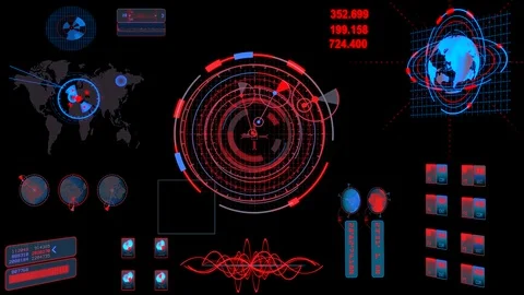 Hud system 3 in alpha channel Stock Footage 128835488