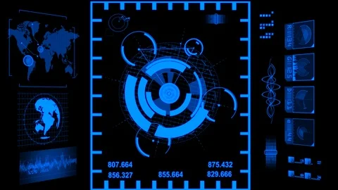 Hud system 4 in alpha channel Stock Footage 128971986