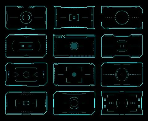 HUD target frames aim control, ski fi UI interface Illustrazione stock