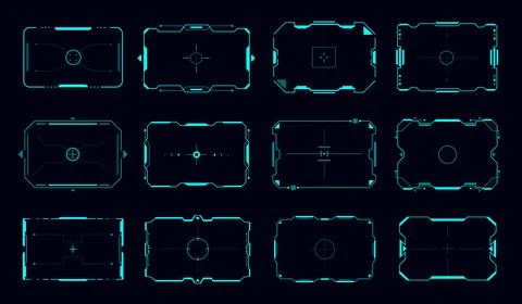 HUD target frames and aim control panel borders Stock Illustration