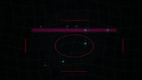 Hud Target Tracking Interface with Moving Digital Grid Stock Footage 343728227