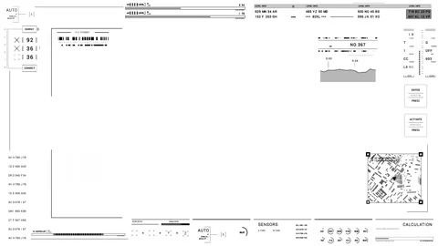 HUD target User Interface data display.City CCTV satelite video monitoring.White Stock Footage 261556606
