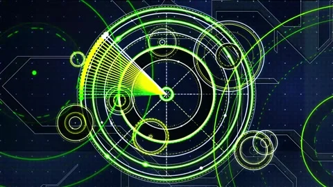 Hud tech interface animation on futuristic machine background Video stock 300512115
