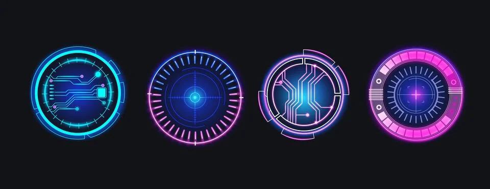 HUD tech interface. Circuit board virtual dashboard. Futuristic data displa.. イラスト素材