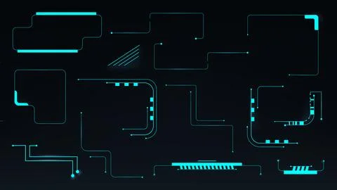 HUD tech interface frames and game elements. Ilustração Stock