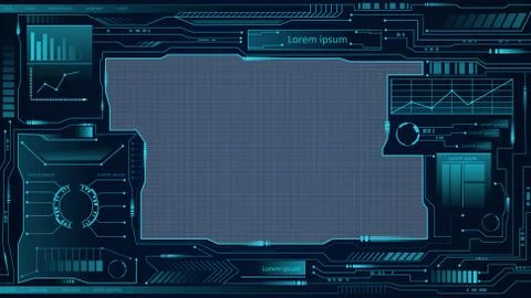 Hud tech interface future. Futuristic virtual callouts grid display green ui. Stock Illustration