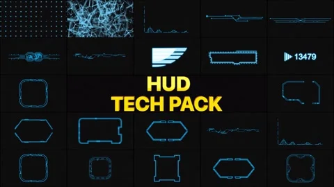 HUD Tech Motion Graphics Pack Stock Footage 254385408