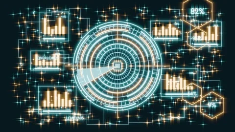 HUD tech ui screen bg interface able to loop endless Stock Footage 336172907