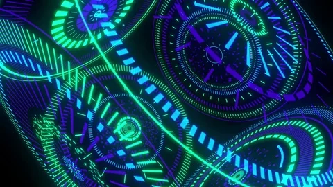 HUD Techno Extreme Rotation Background Video stock 75607712