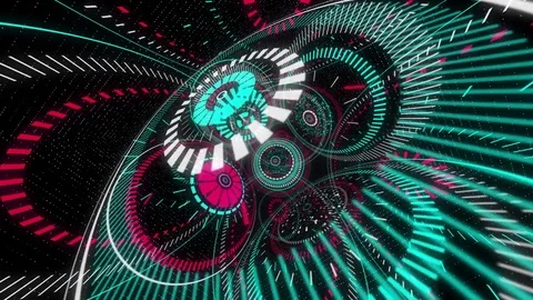 HUD Techno Rings VJ Loop Video stock 75607755