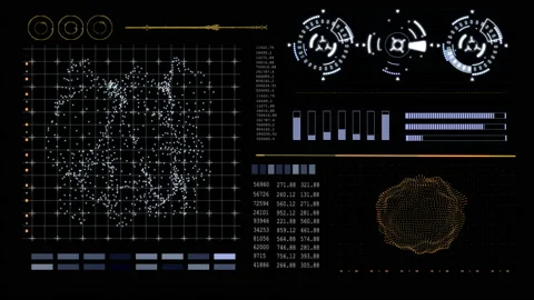 HUD technological futuristic elements. Elements of the sci-fi circle appear and  Stock Footage 149019724