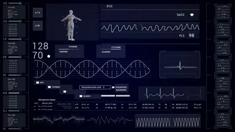 HUD Technological panel for medicine and science. Stock Footage 139630780