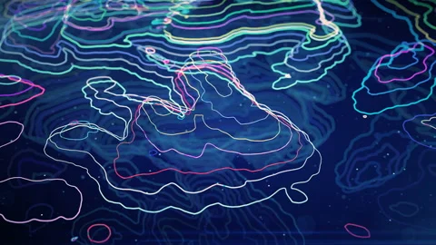 HUD technological topographic background. Vídeos de archivo 136342467