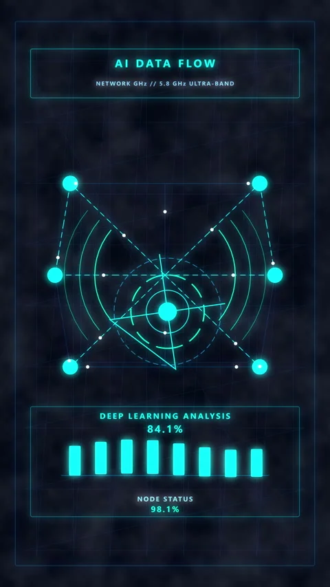 Hud technology animation showing data flow interface in neon cyan Stock Footage 346643982