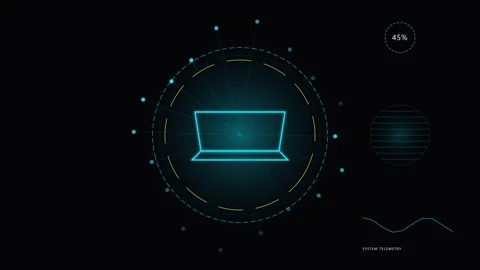 HUD technology animation with spinning digital interface 4K Stock Footage 344607801