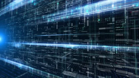 HUD technology digital cyberspace data network connection 4K motion background. Stock Footage 307944373