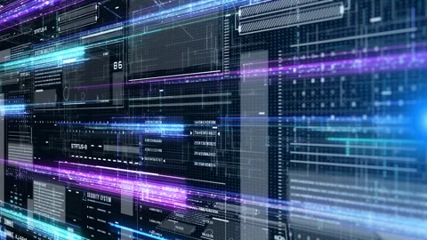 HUD technology digital cyberspace data network connection 4K motion background Stock Footage 308229834
