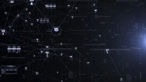 HUD Technology Digital Polygon Plexus Communication Network 4K Motion Stock Footage 267873467